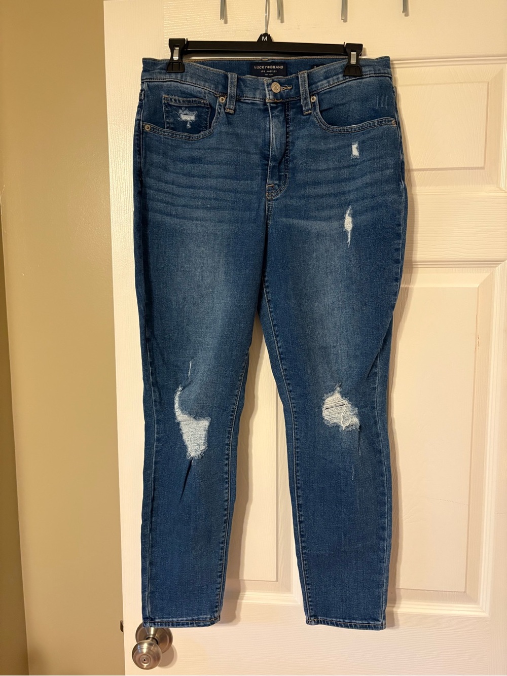 Lucky Brand Sweet Crop Jeans Size 8 Distressed Skinny Ankle Stretch Denim Medium